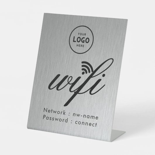 Signe De Table Code de mot de passe WiFi Logo Entreprise Bleu  (Recto)