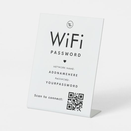 Signe De Table Code de mot de passe WiFi minimal Logo professionn (Recto)