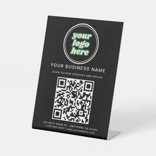 Signe De Table Code et logo QR d'entreprise (Recto)