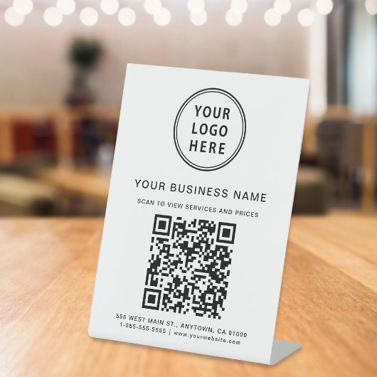 Signe De Table Code et logo QR d'entreprise