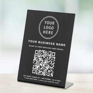 Signe De Table Code et logo QR d'entreprise noir