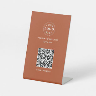 Signe De Table Code QR attaché Terracotta personnalisée