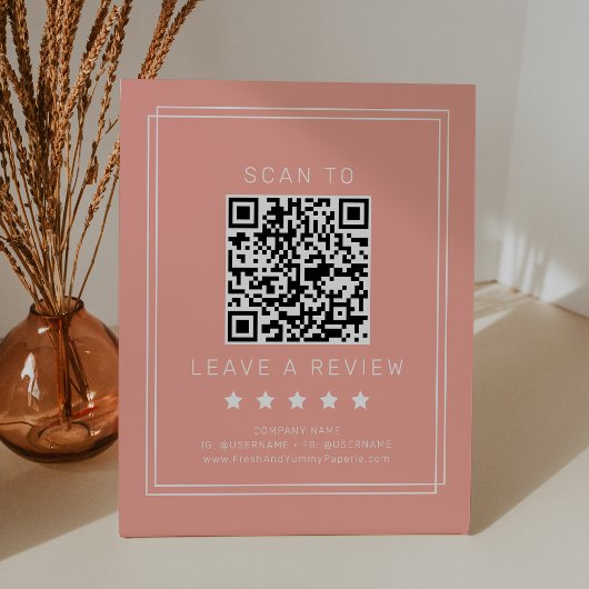 Signe De Table Code QR Avery Minimal Blush Peach Laissez un avis