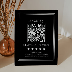 Signe De Table Code QR Avery Moderne Noir Laissez un commentaire