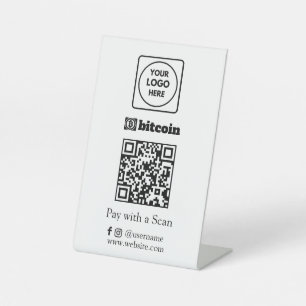 Signe De Table Code QR Bitcoin Logo d'entreprise personnalisé p