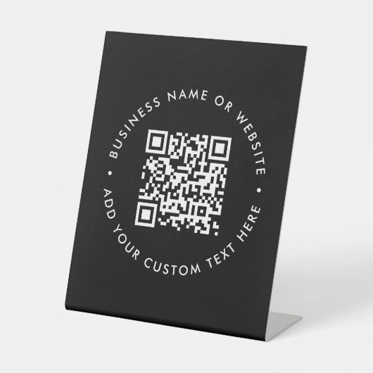 Signe De Table Code QR | Black Business Site Web Modern Stylish (Recto)