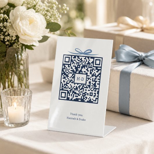 Signe De Table Code QR Cadeau de mariage & Caisse de dons