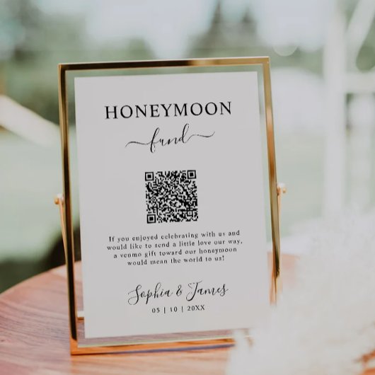 Signe De Table Code QR Cadeau Lune de Miel Imprimable, Mariage