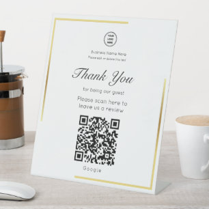 Signe De Table Code QR Cadre Doré Laissez un avis Magasin Commerc