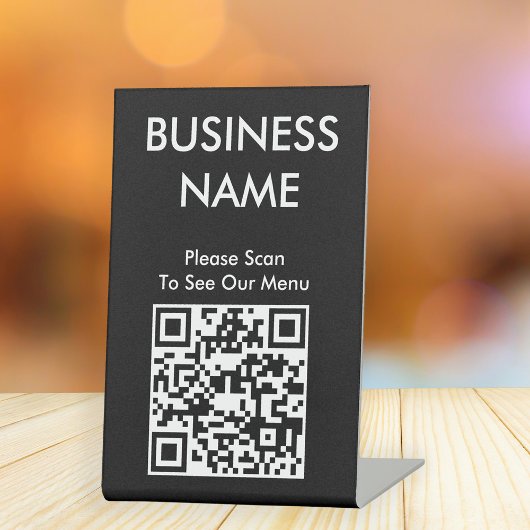 Signe De Table Code QR Café Menu Gros Caractères Noir