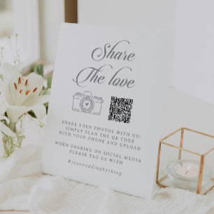 Signe De Table Code QR Calligraphie Chic Classique Partagez l'Amo