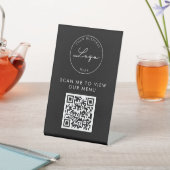 Signe De Table Code QR Contact Menu Logo Black Modern (In SItu)