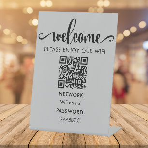 Signe De Table Code QR d'accueil WIFI S'Il Vous Plaît Profitez
