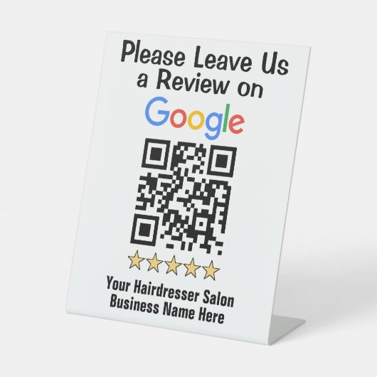 Signe De Table Code QR de avis Google pour salon de coiffure (Recto)