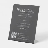 Signe De Table Code QR de bienvenue gris pour location de vacance (Recto)