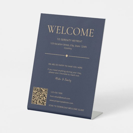 Signe De Table Code QR de bienvenue pour location de vacances Mai (Recto)
