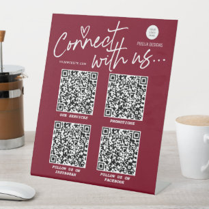 Signe De Table Code QR de Bourgogne se connecter à nous réseau mo