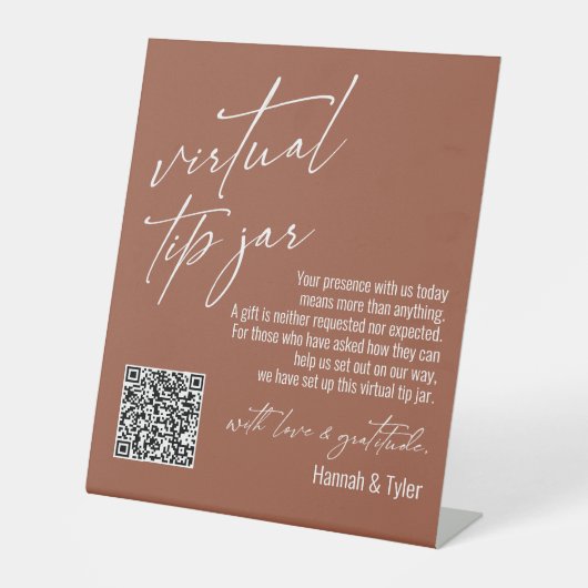 Signe De Table Code QR de caisse virtuelle contemporaine en terre (Recto)