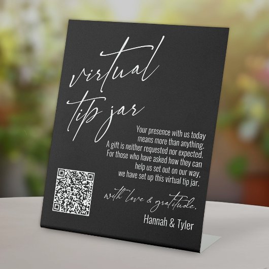 Signe De Table Code QR de caisse virtuelle contemporaine Noir