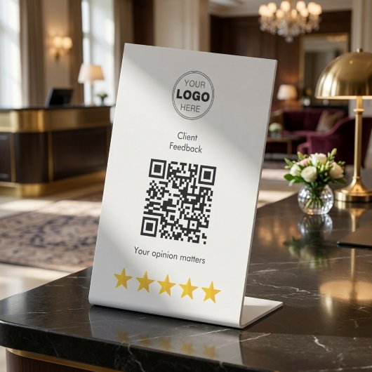 Signe De Table Code QR de commentaires de luxe 5 étoiles moderne