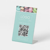 Signe De Table Code QR de commentaires du client | Mint Macaron f (Recto)