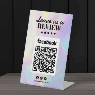 Signe De Table Code QR de critiques Facebook du salon de coiffure
