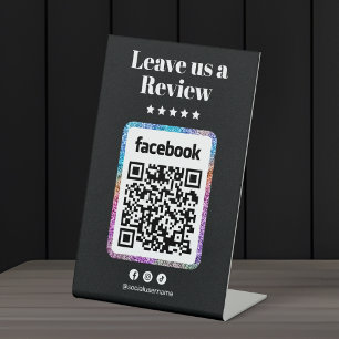 Signe De Table Code QR de critiques Facebook du salon de coiffure