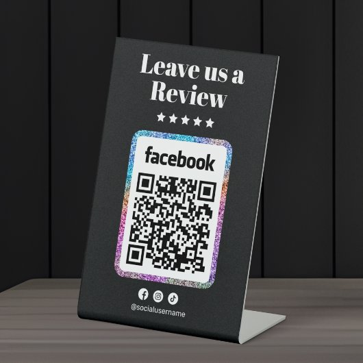 Signe De Table Code QR de critiques Facebook du salon de coiffure