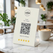 Signe De Table Code QR de demande d'avis sur la boulangerie crème