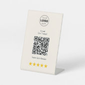 Signe De Table Code QR de demande d'avis sur la boulangerie crème (Recto)