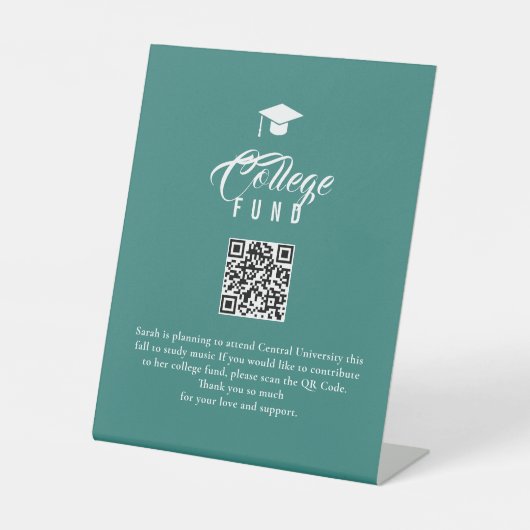Signe De Table Code QR de fonds universitaires Typographie minima (Recto)