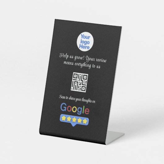 Signe De Table Code QR de Google Avis | Commentaires personnalisé (Recto)