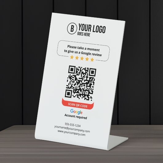 Signe De Table Code QR de Google Avis Évaluez Mon Entreprise 5 Ét
