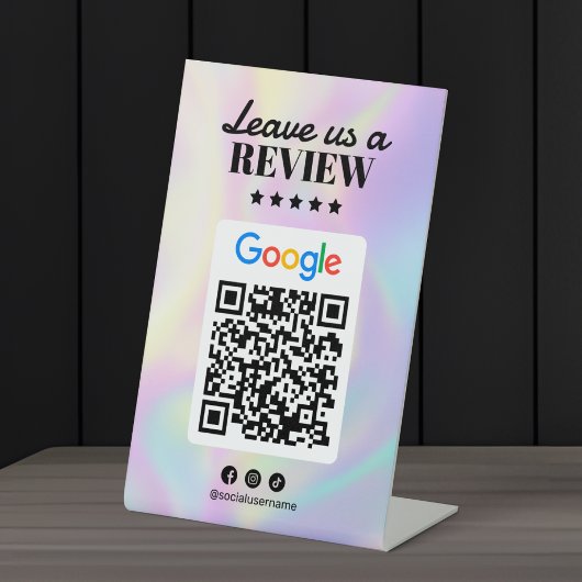 Signe De Table Code QR de Google Avis Salon de Coiffure Holograph