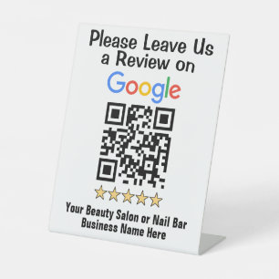 Signe De Table Code QR de Google Review pour Salon de Beauté Nail