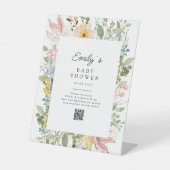 Signe De Table Code QR de la Baby Shower Charme de Jardin de Fleu (Recto)
