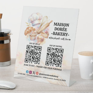 Signe De Table Code QR de la boulangerie-pâtisserie pour payer ic