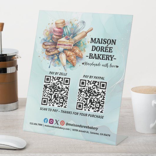 Signe De Table Code QR de la boulangerie-pâtisserie pour payer ic (In SItu)