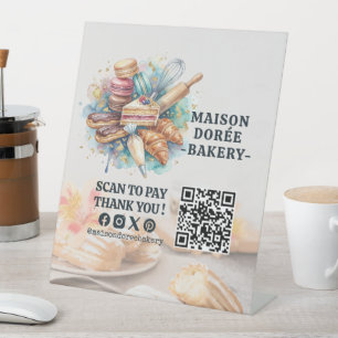 Signe De Table Code QR de la boulangerie-pâtisserie pour payer ic