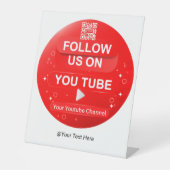Signe De Table Code QR de la chaîne YouTube Cercle Rouge Suivez-n (Recto)