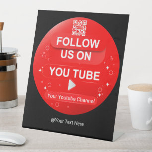 Signe De Table Code QR de la chaîne YouTube Cercle Rouge Suivez-n