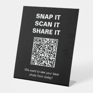 Signe De Table Code QR de la fête de fin d'études noir et blanc p
