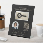 Signe De Table Code QR de l'agent immobilier Luxe Clé Noire Champ (In SItu)