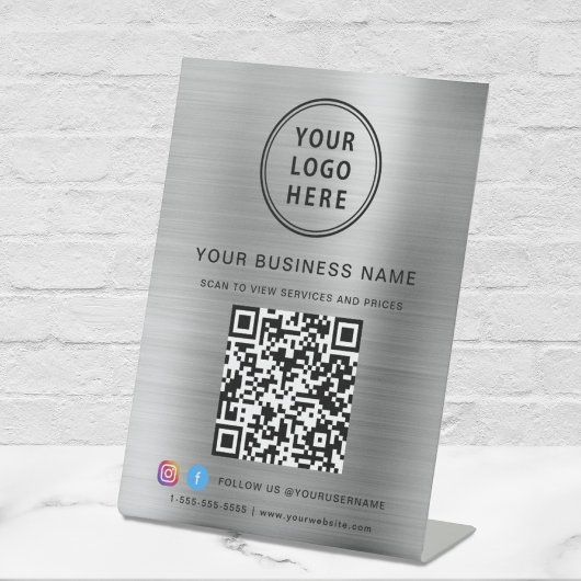 Signe De Table Code QR de l'entreprise Logo Réseaux Sociaux Argen