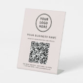 Signe De Table Code QR de l'entreprise Logo Rose (Recto)