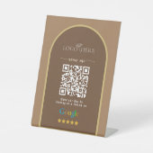 Signe De Table Code QR de lien d'avis Google Dark Brown pour les (Recto)