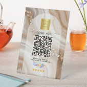 Signe De Table Code QR de lien d'avis Google Gold Beige (In SItu)