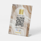 Signe De Table Code QR de lien d'avis Google Gold Beige (Recto)