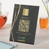 Signe De Table Code QR de lien d'avis Google Or Noir pour Entrepr (In SItu)