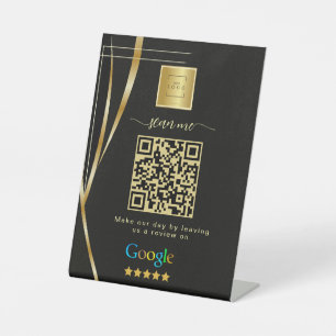 Signe De Table Code QR de lien d'avis Google Or Noir pour Entrepr